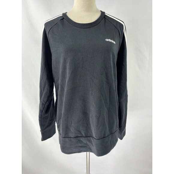 Adidas Pullover Sweatshirt Black Large Tunic Style Long Sleeve - Picture 10 of 10